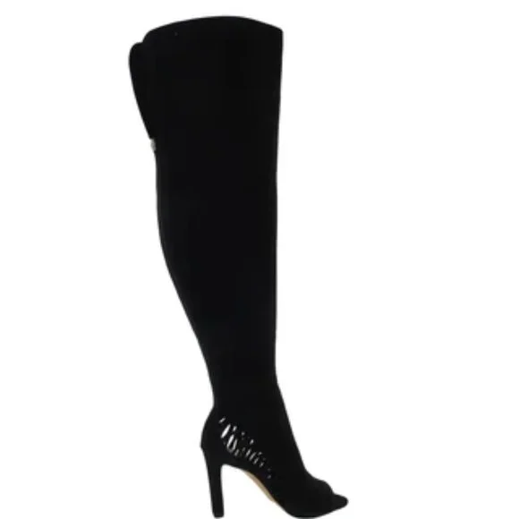 VINCE CAMUTO Shassa Suede Open Toe Over-The-Knee Boots in Black Size 5.5 New - Picture 3 of 5